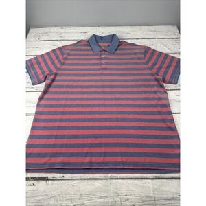 The Foundry Men's 4XL polo pull over short sleeve shirt Blue and Pink Striped